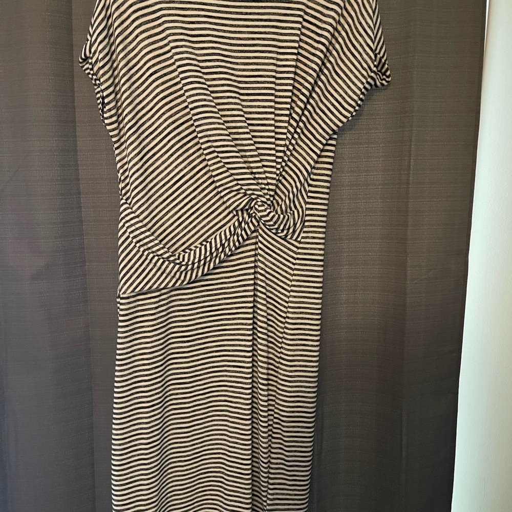 GAP Black and White Striped Midi Dress
